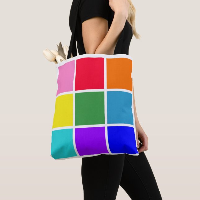 Tote Bag Carrés arc-en-ciel (De près)
