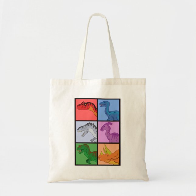 Tote Bag Carrés dinosaures (Devant)
