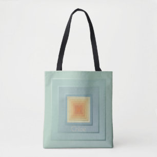 Tote Bag Carrés géométriques classiques (bleu clair et jaun
