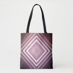 Tote Bag Carrés modernes de la Gradation rose et blanc