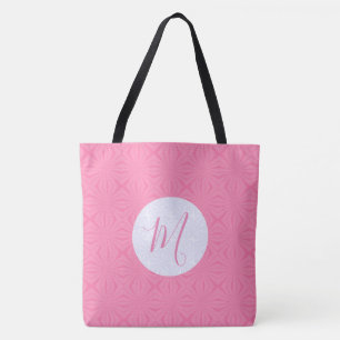 Tote Bag Carrés ondulés rose clair personnalisés avec initi