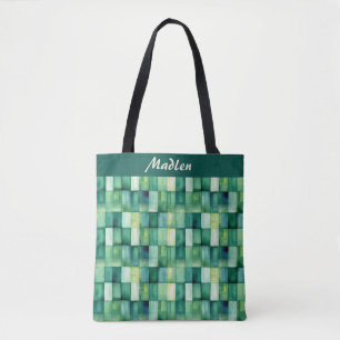 Tote Bag Carrés peints en vert