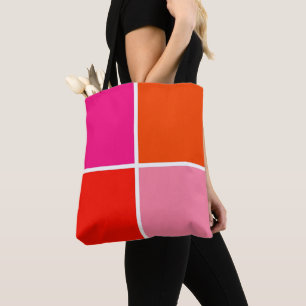 Tote Bag Carrés roses et orange
