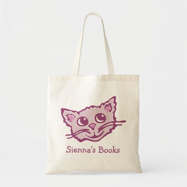 Tote Bag Cartable hued de bibliothèque de rose de chaton de (Devant)