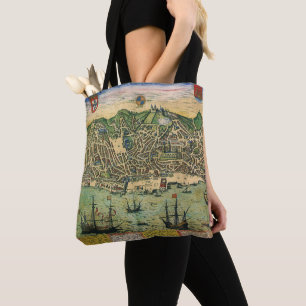 Tote Bag Carte ancienne de Lisbonne, Portugal par Braun/Hog
