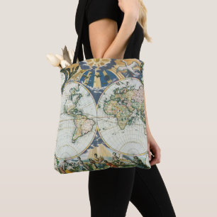 Tote Bag Carte ancienne du monde antique par Pieter Goos, 1