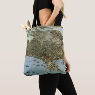 Tote Bag Carte ancienne vue aérienne Ville de Seattle Washi