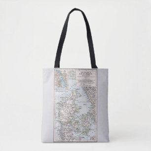 Tote Bag Carte antique du Danemark, Danmark en danois, 1905