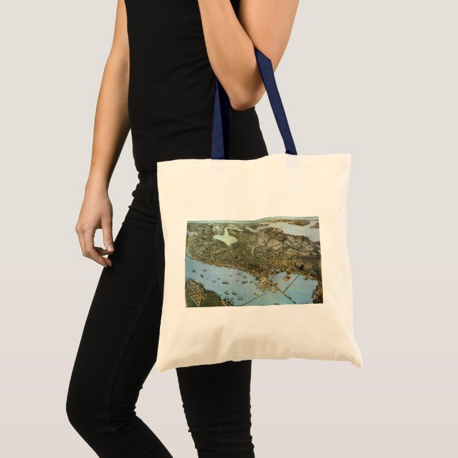 Tote Bag Carte antique Vue aérienne Ville de Seattle Washin (Devant (produit))
