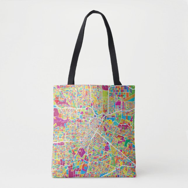 Tote Bag Carte au néon de Houston, le Texas | (Devant)