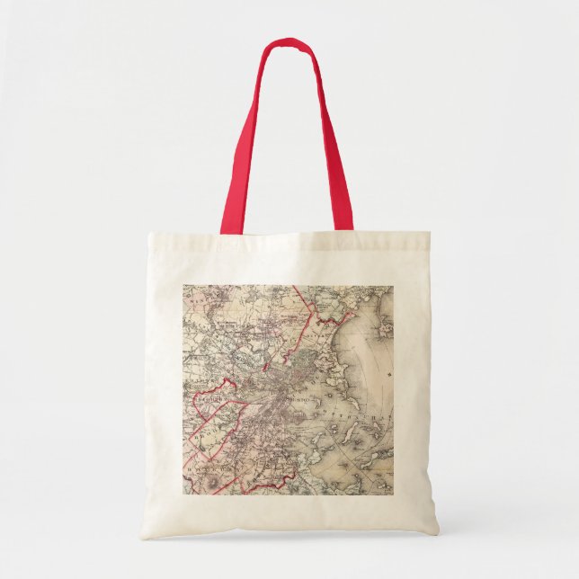 Tote Bag Carte : Boston, 1883 (Devant)