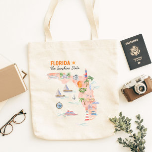 Tote Bag Carte d'art de l'État de Californie à l'aquarelle