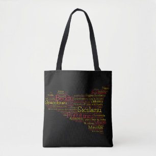 Tote Bag Carte d'art Word sicilien