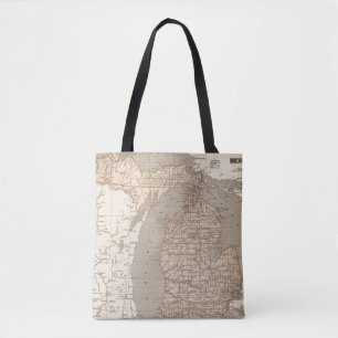 Tote Bag Carte d'atlas du Michigan