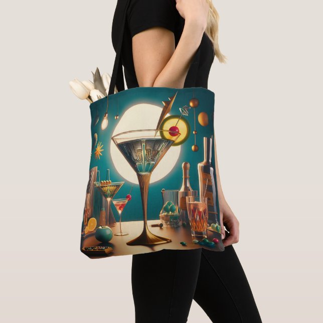 Tote Bag Carte de circuit futuriste atomique Martini (De près)