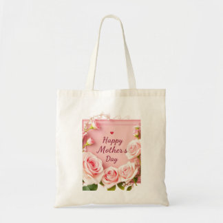 Tote Bag Carte de Fête des Mères Rose Rose Élégante