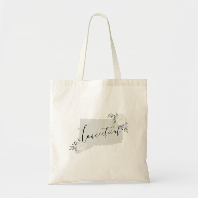 Tote Bag Carte de la flore du Connecticut vert (Devant)