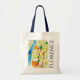 Tote Bag Carte de la rue Florence Italie en Aquarelle et En