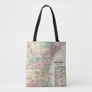 Tote Bag Carte de la ville de Milwaukee, Milwaukee Co