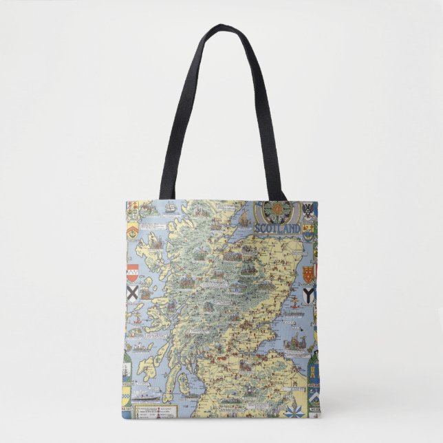 Tote Bag Carte de l'Ecosse historique (Devant)