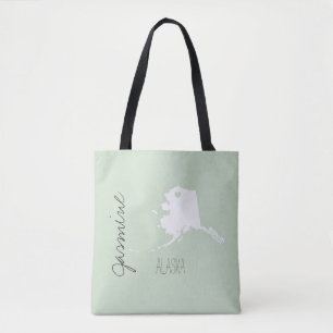 Tote Bag Carte de l'état de l'Alaska avec nom personnalis