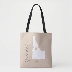 Tote Bag Carte de l'état de l'Idaho avec le nom personnalis