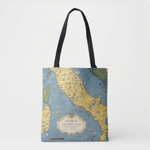 Tote Bag Carte de l'Italie avec Ville du Vatican