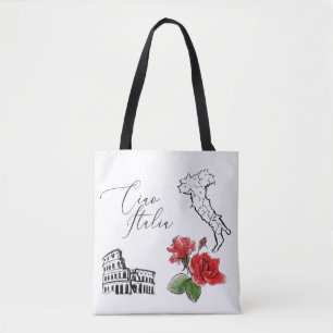 Tote Bag *~* Carte de l'Italie Ciao Italia Langue Italienne