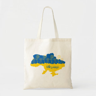 Tote Bag Carte de l'Ukraine avec tournesol et drapeau ukrai