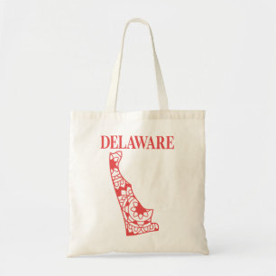 Tote Bag Carte de mandala d'état du Delaware, Fabriqué dans