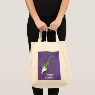 Tote Bag Carte de Norvège affiche illustrée imprimée.
