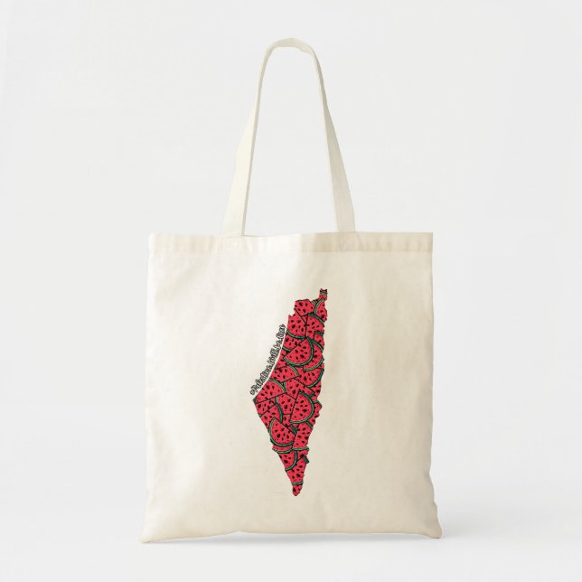 Tote Bag Carte de Palestine remplie de pastèques | Palestin (Devant)