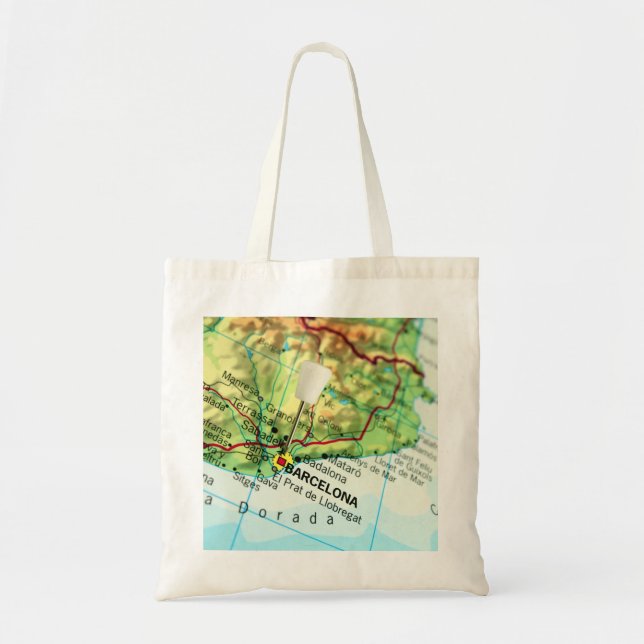 Tote Bag Carte de Pin de ville de Barcelone (Devant)
