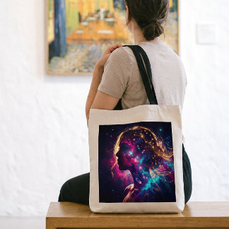 Tote Bag Carte de Tarot Mystique Dame Lunaire Cosmique