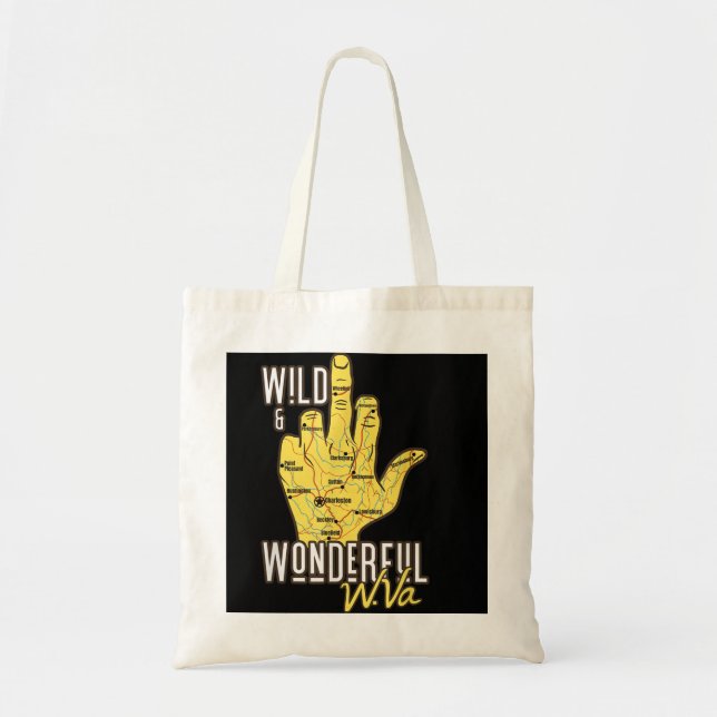 Tote Bag Carte de Virginie Occidentale WV Middle Finger Fun (Devant)