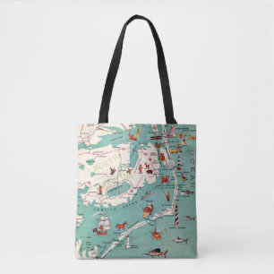 Tote Bag Carte des banques extérieures illustrées de manièr