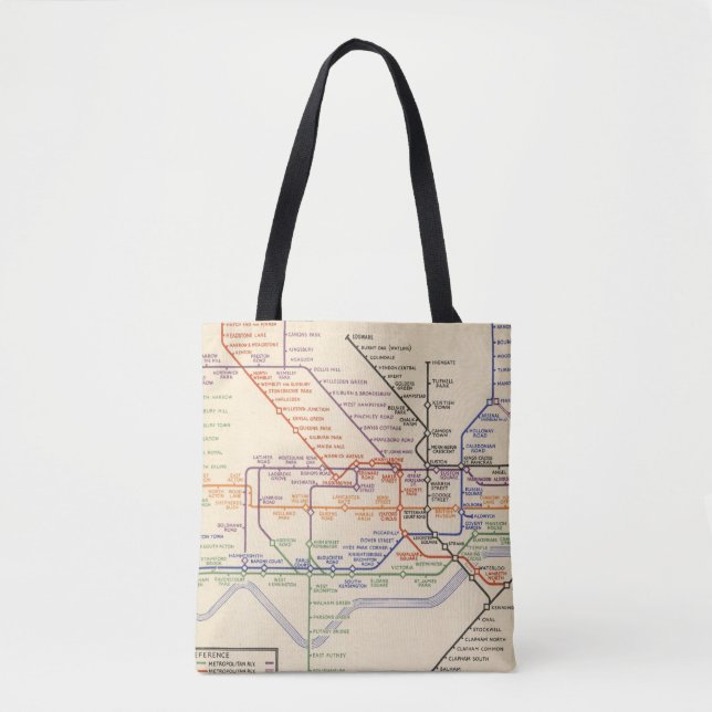 Tote Bag Carte des chemins de fer au fond de Londres (Devant)