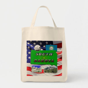 Tote Bag Carte du Dakota du Sud, Texte photo, Quartier Faux