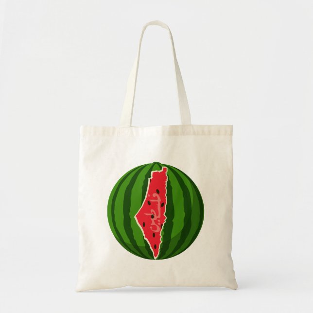 Tote Bag Carte du drapeau de la pastèque palestinienne. Pal (Devant)