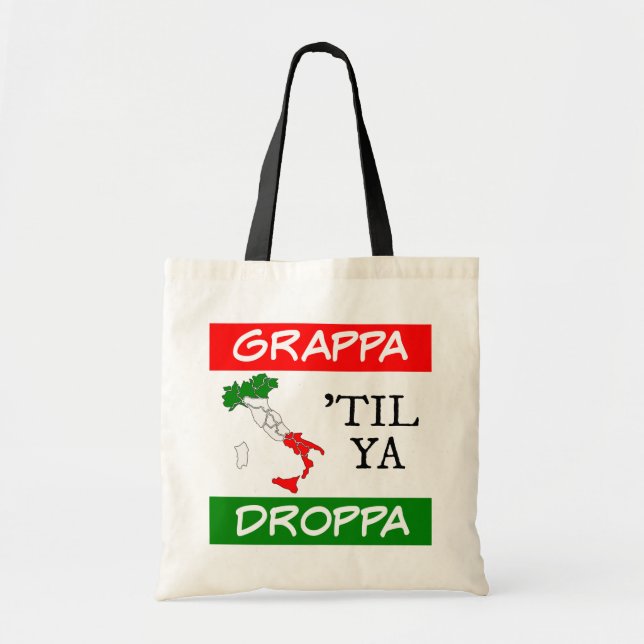 Tote Bag Carte du drapeau italien Grappa Til Ya Droppa Ital (Devant)