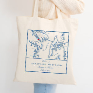 Tote Bag Carte du Maryland d'Annapolis Bienvenue au Mariage
