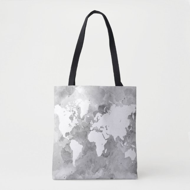 Tote Bag Carte du monde gris 49 Design (Devant)