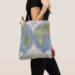 Tote Bag Carte du monde montrant des tailles de profondeur