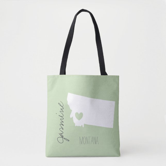 Tote Bag Carte du Montana avec nom personnalisé du coeur (Devant)