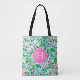 Tote Bag Carte Floride Preppy Palm Beach Motif Imprimer