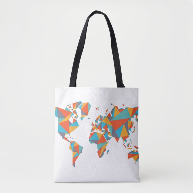 Tote Bag Carte géométrique abstraite du monde (Devant)
