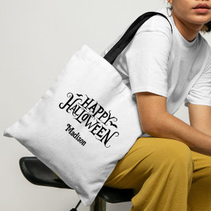 Tote Bag Carte Halloween Happy Personnalisée Ou Traite