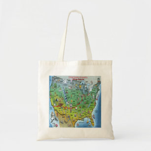 Tote Bag Carte historique de bande dessinée de l'itinérai