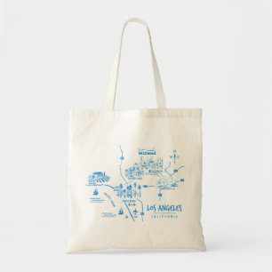 Tote Bag Carte illustrée de Los Angeles Californie Fourre-t