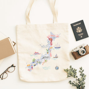 Tote Bag Carte illustrée du Japon Culture japonaise
